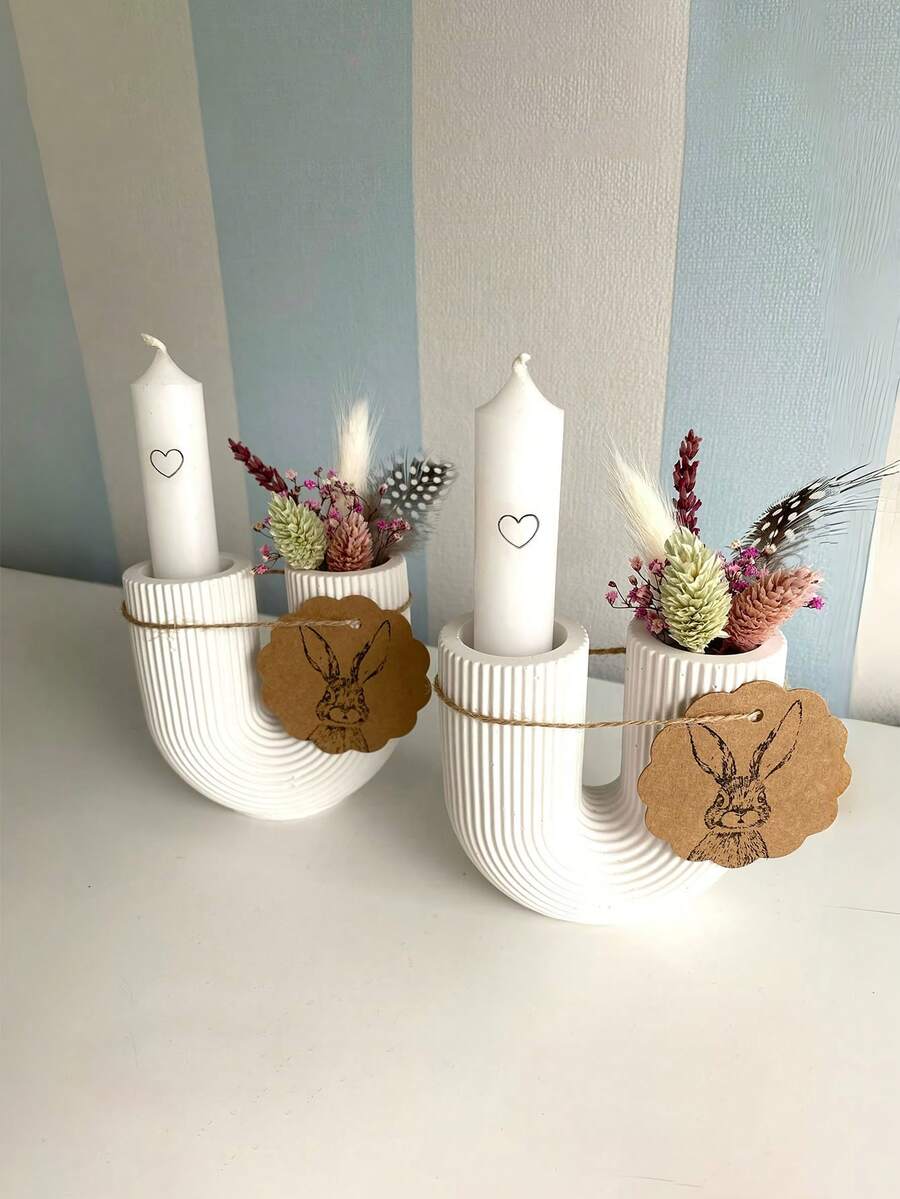 1pc Silicone Resin Mold For U-Shaped Striped Candle Holder, DIY Craft Casting Tool For Home Decor, Epoxy Resin Gifts Making, Asymmetrical Shape Objects, Dried Flower Vase Silicone Mold, Decorative Plaster Craft Supplies, Home Decor Mold, Silicone Candle Mold