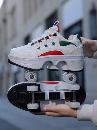 New Transformable Four-Wheel Roller Skates, For Teenagers And Students, Dual Wheel Roller Shoes
