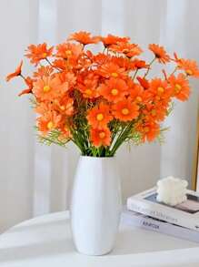 2/5/10Pcs Chamomile Simulation Flower Artificial European Table Small Daisy Bouquet Fake Flower Wild Chrysanthemum Flower Perfect For Home Decor, Christmas, Halloween, Graduation - Photography Props, Wedding Party Decorations! Gifts Birthday,Fall Decor,Autumn