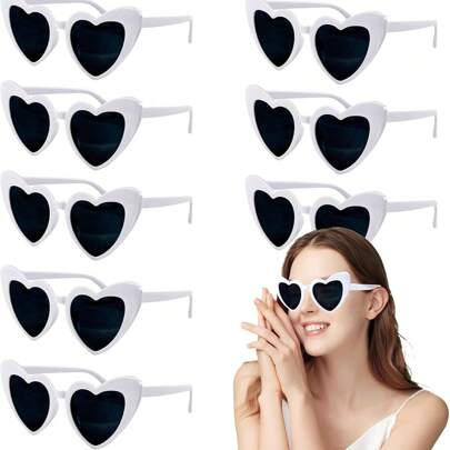 Cute 1-8PCS Women Vintage Heart Glasses, Fashion Cat Eye Heart Glasses For Bridal Shower, Bachelor Party, Wedding, Bride Team Favor, Fashion Accessory, Valentine DAY, Valentines Wedding, Birthday