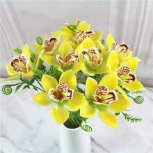 10 Sträuße mit künstlichen Outdoor-Blumen, realistische Phalaenopsis und kleine Kätzchen, lose künstliche Blumen, geeignet für die Dekoration von Innenhöfen, Gärten, Terrassen, Veranden, Wohnzimmern, Schlafzimmern, Büros, Hotels, perfekt als Muttertags-, Geburtstags-, Verlobungs- oder Brautstrauß-Geschenk, für den Innen- und Außenbereich ganzjährig dekorativ