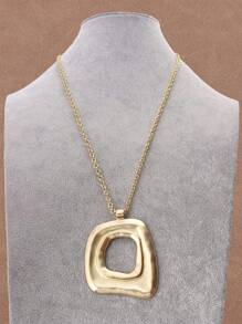 1 pieza Collar con colgante grande de estilo bohemio y cadena abierta en color plateado/dorado mate