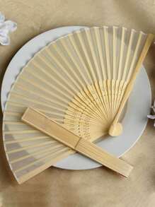 1/2/5pcs Silk Fans Decorative Fabric Fans, Plain Folding Fan, Wedding Gift, DIY Decor For Tabletop & Wall Hanging