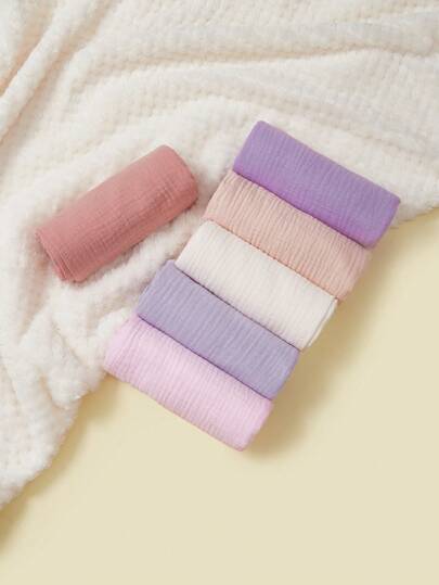 Summer Goodies 1pc Baby Solid Color Blanket, Double-Layer Gauze, Soft, Absorbent, Breathable, Suitable For Daily Use All Year Round