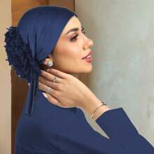 New Simple Solid Color Middle Eastern Malaysian Arabic Chiffon Large Floral Turban Head Wrap Scarf For Women