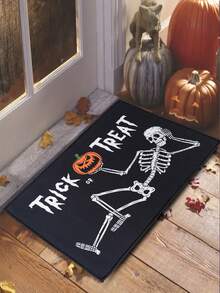 1 件万圣节门垫，万圣节恐怖骷髅南瓜图案装饰地毯，户外迎宾门垫，万圣节门垫地毯，用于前门装饰，万圣节装饰，不给糖就捣蛋派对礼品，适用于厨房、浴室、客厅、家居装饰、节日装饰