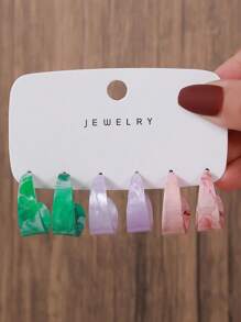 6 pièces/12 pièces/18 pièces/36 pièces Ensemble de boucles d'oreilles géométriques vintage en forme de C et rondes en résine acrylique, convient pour les femmes au quotidien/plage d'été/fête sur un bateau, cadeau