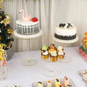 1/3 件亚克力蛋糕架，透明圆形甜品桌纸杯蛋糕架，甜品纸杯蛋糕糕点糖果展示架，适用于婚礼、活动、生日派对，纸杯蛋糕甜点蛋糕披萨蛋糕托，展示架，家居装饰，派对装饰