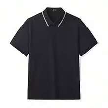 CAMEL CROWN Men's Short-Sleeved POLO Shirt, Camel Short-Sleeved Polo Shirt Business T-Shirt Breathable Lapel Fashion T-Shirt - Phantom Black - View 4