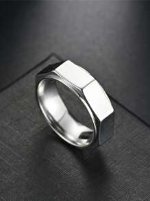 1 Stück 2025 neues Design einzigartiger Achteck-Mutterring aus Titan-Stahl, 8 mm, Gold, Silber, Schwarz, unisex Ring