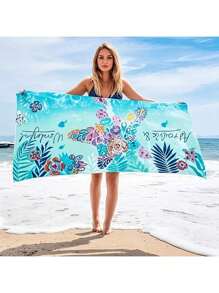 Dickhandtuch aus Frottee, hochabsorbierend, Strandtuch, Erwachsenen-Badetuch mit Digitaldruck, schnelltrocknend, Strandutensilien, Strandaccessoires, Schwimmhilfe