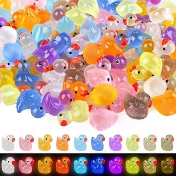 100pcs Mini Resin Ducks, Colorful Small Ducks, Cute Micro Toy Ducklings, Suitable For Aquarium, Indoor Decoration, Potted Plants, Garden Decor (10 Colors)