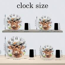Constantplanet Vintage Scottish Highland Cow Floral Pattern Wall Clock - Silent Non-Ticking Wooden Digit Clock, Suitable For Living Room, Kitchen Decor, 10/12/14 Inch, Farmhouse Style Home Gift (Batteries Not Included), Silent Wall Clock | Floral Pattern Decorative Clock | Prominent Digit Display, Wall Clock Suitable For Living Room, Bedroom, Dorm, Back To School Season, School Decor, Campus Surprise, Home Decor, School Supplies - Multicolor - View 4