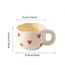 1pc Ceramic Heart-Shaped Coffee Mug, Minimalist European Style Milk Cup, Ceramic Mug, High-Quality Ceramic Water Cup, Couple Mugs, Cute Office Coffee Cup