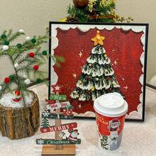 1pc Christmas Decorative Wooden Ornament, Small Desktop Decoration For Window Display, Indoor, Restaurant, Bar