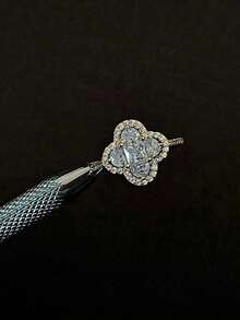 1 chiếc nhẫn hình cỏ bốn lá đính đá Zirconia tinh tế, bạc sterling 925 dành cho nữ, thiết kế truyền thống, món quà trang sức thanh lịch dành cho các cô gái nhân dịp sinh nhật, hẹn hò, tiệc tùng. - nhẫn cỏ bốn lá - Xem 5