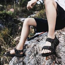 Men's Outdoor Sports Sandals, Adjustable Hook & Loop Closure, Suitable For Outdoor Activities, Wear-Resistant Sole - Black - View 8