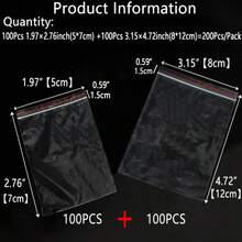 100pcs 1 Inch To 12 Inch Plastic Self-Seal Bags, PE Material, Reusable Ziplock Bags, 200Pcs Variety Pack, Double Layer 0.065mm Thick, Transparent Jewelry Pouches, Document Holders, Outdoor Camping Multi-Purpose Tool Bags, Holiday Gift Packaging, Clothes Storage Bags, Vacuum Seal Bags, Transparent Self-Adhesive Bags, Suitable For Transport, Travel, Outdoor Camping, Storage, Packaging, Gifts, Holidays - 100Pcs - View 25