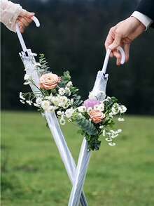 1/6pcs Elegant Transparent Bridal Wedding Umbrella - Waterproof Bride Shower Gift And Bachelorette Party Photo Prop, Suitable For Outdoor Ceremony, Rainy Day Backup Umbrella And Bridesmaid Gift - Vintage Style Parasol, Spring Summer Picks, Brides Maid Gifts, Room, Bedroom Decor, Bedroom Decor, Beach, Travel, For Men, For Women, Vacation,Cute Stuff - White - View 4