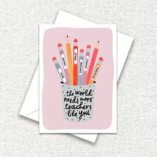 Rosa Stiftbecher Lehrer Danke Karte mit Umschlag, Lehrer Geschenkkarte, Danke Karte, Geschenk für Lehrer, süße Lehrerkarte, Geburtstagskarte