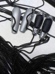 1米DIY美甲超薄1.2毫米黑铜珠链，节日礼物 - 黑色 - 查看 5