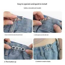 1/2pcs Skirt Waist Cinching Tool, Jeans Waist Circumference Big Change Small Pants Waist Tightening Adjustment Buckle Versatile Brooch Buckle Needle Waist Cinching Buckle - Multicolor - View 8