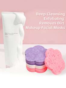 إسفنجة مضغوطة بشكل زهرة، إسفنجة تنظيف وجه لطيفة مصنوعة من ألياف لب الخشب، للتنظيف الوجهي والتدليك وتقشير المسام وأقنعة الوجه وإزالة المكياج والمكياج والرخيصة وديكور الغرفة والمكياج والسفر والنوم والإكسسوارات والمكياج والمبلل والمكياج والكبسولة والإسفنجة