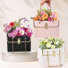 2/3pcs Creative Fresh Flower Packaging Hand Carrying Bag, Romantic Surprise Small Gift Flower Packaging Bag, Foldable Flower Gift Box, Brand Perfume Packaging Box