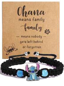 Disney Disney 1pc Disney Cartoon Stitch Alloy Craft Adjustable Braided Bracelet,Great For Wonderful Gifts For Friends And Partners!