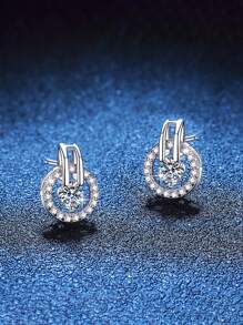 2 Stücke 925 Silber 0,6 Karat Moissanit Ohrstecker, geeignet für den täglichen Gebrauch von Frauen, Partys, Urlaub, Hochzeit, Jahrestag, Weihnachten, Geburtstagsschmuckgeschenke