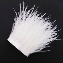 100CM(39.37") Artificial White Feathers Trim Sewing Clothing Accessories Plumes Ribbon Wedding Dress DIY Crafts Fringe Party Home Bag Decoration 8-10cm/3-4inch - Multicolor - View 5
