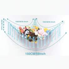 1pc Large Boho Stuffed Animals Net Or Hammock, Toy Hammock, Stuff Animal Storage Corner Hanging Net Holder, Mesh Hammock Plush Toy Hanging Storage With Tassel Hooks For Bedroom