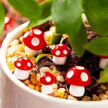 15pcs Red Cute Mini Mushroom Statues, Garden Mushroom Decor, Potted Craft, Outdoor Holiday Decor, Featherless, Self-Standing, No Power Needed, Suitable For Garden, Glass Container Landscape, Cottage Decor, 3D Modeling Handicrafts | Vivid Mushroom Shape | Polished Treatment, Mushroom Ornaments