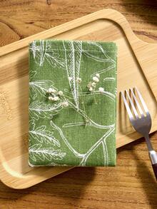 1/4/6/12pcs Green Maple Leaf Print Napkins, Simple Rustic Kitchen Placemats, Rectangle Table Mats For Dining, Parties, Events, All Seasons - Green - View 2