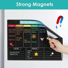 Pizarra blanca magnética semanal de 16x12 pulgadas, planificador de comidas, pizarra negra para la nevera, calendario, menú, bloc de notas para la cocina con 7 marcadores y 1 borrador - Negro - Ver 4