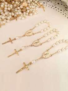 30pcs Glass Bead Cross Rosary Bracelets, Gift For Birthday Party, Anniversary Or Memorial