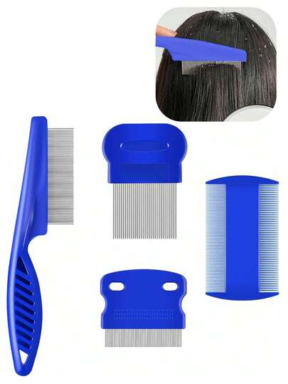 4pcs/3pcs Professional Lice & Nits Removal Comb Set, Fine Tooth Comb, Dandruff Remover Hair Comb Set, Specialized Hair Delousing Comb ,Hair Styling Tools ,Beauty ,Hair Accessories