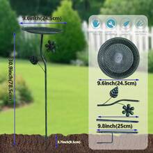 Outdoor Freestanding Leaf-Shaped Bird Bath, Freestanding Garden Birdbath Feeder Bowl With Metal Stake, Detachable Decorative Watering Spot For Garden, Patio, Yard, Lawn, Suitable For Attracting Small Animals, Durable Iron Design, All-Season Use, Great For Birdwatching And Natural Decor - Multicolor - View 13