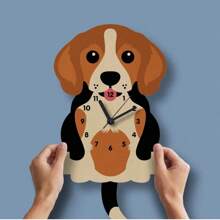 1 pièce Horloge murale décorative en bois avec queue de chien remuante, fonctionnant sur pile, pendule simple et mignon. Décoration idéale pour la chambre, le salon, la classe, le terrain de jeu, la ferme. Cadeau idéal pour la Saint-Valentin, la Fête des enfants, les anniversaires, les fêtes, la rentrée scolaire, le Ramadan, le Nouvel An