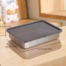 Stainless Steel Food Storage & Roasting Pan – Rust-Resistant, Easy To Clean Oven Tray For Baking, Roasting Meats And Vegetables – Durable Cookware For Meal Prep, Fridge Storage, Camping – Multi-Use Rectangular Kitchen Bakeware