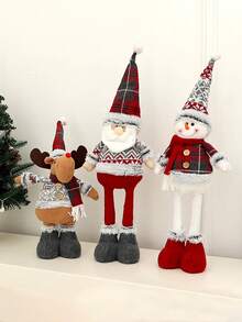 1 pieza, Muñeca decorativa de Navidad Adorno Año Nuevo Figura de Reno, Muñeco de Nieve, Santa Claus de pie Decoración Feliz Navidad