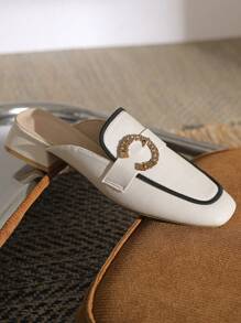 Women Thick Heel Mule Slide Loafers, Backless Comfort Retro Slip On Shoes, Spring & Summer 2025