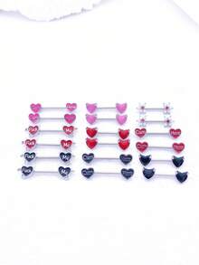 2 chiếc/gói nhiều khuyên núm vú hình trái tim, khuyên núm vú chữ cái đầu bằng thép không gỉ 316L, đồ trang sức cơ thể cho phụ nữ, đồ trang sức xỏ khuyên ngực - Nhiều màu - Xem 1