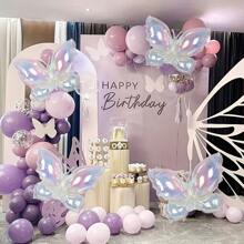 2pcs Ombre Transparent Butterfly Aluminum Foil Balloons, No Power Needed, Birthday Party Decoration, Anniversary Atmosphere Decor, Wall & Outdoor Wreath Decoration