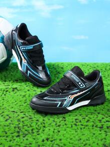 1 Pair Little Boys Children's Shoes Unisex Kids' Leather Magic Strap Sports Shoes, Waterproof, Shock-Absorbing, Comfortable, Soft For Grass, Students, Football Training, Casual, Running, Lightweight Cleats
