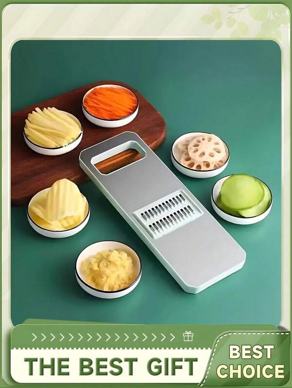 Set di 8 pezzi, affettatrice e grattugia multifunzione per verdure, set di lame intercambiabili in acciaio inossidabile, affettatrice e tritatrice manuale in acciaio inossidabile per cucina, set di utensili da cucina per patate, carote, cetrioli