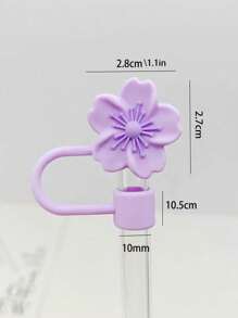 2pcs Cherry Blossom Design Silicone Straw Sleeve & Dust Cover, Fit 10mm/0.4 Inch Straws