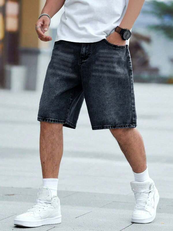 Europäischer und amerikanischer Stil schwarze lässige slim-fit gerade Denim Shorts für Teenager