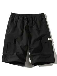 Bộ 3 quần short nam dáng cargo nhẹ, dài 15cm - eo có dây rút, thoáng khí, thích hợp cho mùa hè, hoạt động ngoài trời và thể thao, có túi xéo. - màu đen - Xem 3