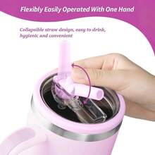 Flip Straw Lid With Straws, New 40oz Tumbler Flip Straw Lid For Spill Proof Tumbler Lids, Replacement And Leak-Proof, Resistant Tumbler Lids, Ideal For Sports & Camping, Good For Work Exercise Run And Drink Water - 白色 - 查看 4